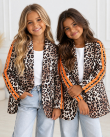 Bold Leopard Stripe Blazer - oranje