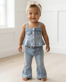 Studded Denim Baby Set