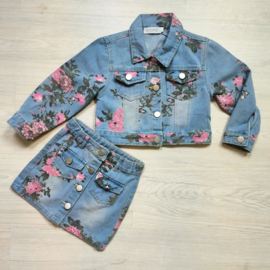 Denim skirt & Flower set