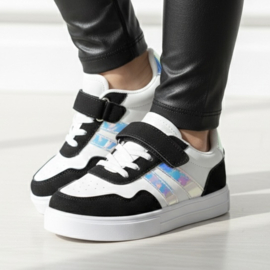 Shiny Stripe Sneakers - zwart