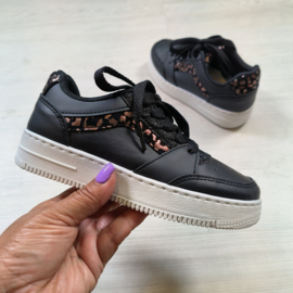 Touch of leopard sneakers - Zwart