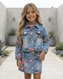 Denim skirt & Flower set