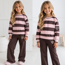 Bold Perfect Stripe Tracksuit - bruin/roze (verzenddatum 13 okt)