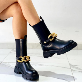 Chelsea & Gold Chain boots - Black
