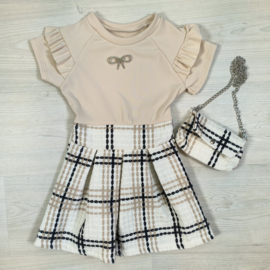 Put a bow on it dress shortsleeves - beige