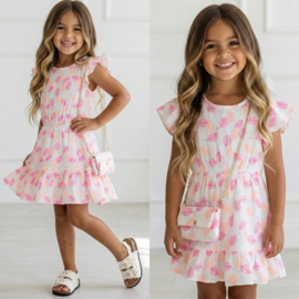 Neon Leaf Summer Dress - oranje/roze