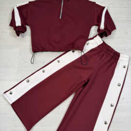 Buttoned striped tracksuit - bordeaux
