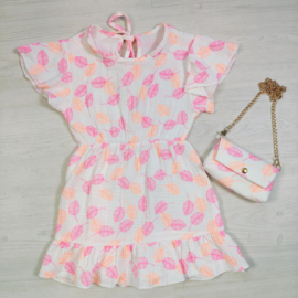 Neon Leaf Summer Dress - oranje/roze