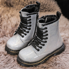Silver glitter boots