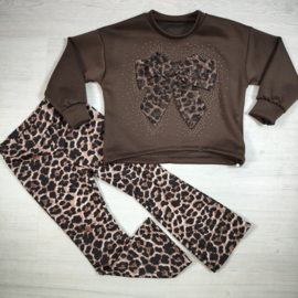 Bling Leopard Bow Set - bruin