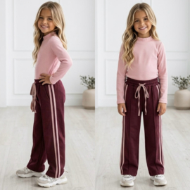 Retro Stripe Wide Leg Pants - bordeaux