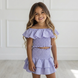 Off Shoulder Ruffle Set - paars