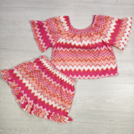 Summer Zigzag Ruffle Set - fuchsia