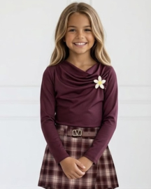 Flower Drape Top - bordeaux