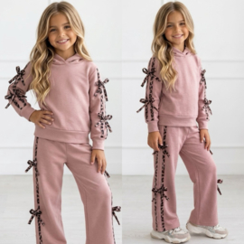 Girly Leopard Bow Set - roze