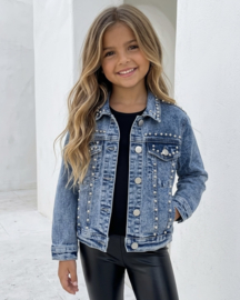 Studded denim jacket - blauw