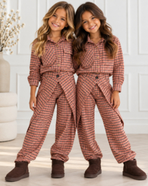 Checkered twist pants - terracotta