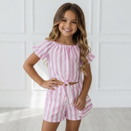 Striped & pink set & bag - lichtroze