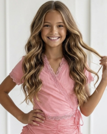 Lace Dream Wrap Top - coral