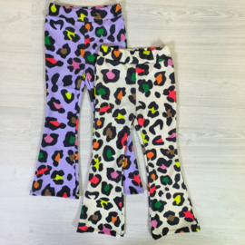 Flared pants - big leopard purple