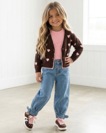 Sweet Hearts Cardigan  - bruin