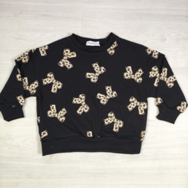 Leopard Little Bow Sweater - zwart