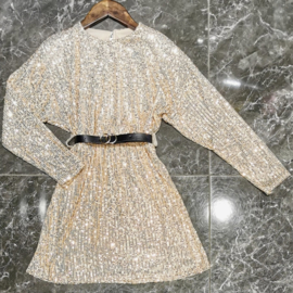 Belted sparkling dress - gold