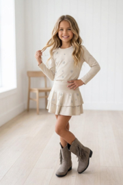 Diamond Bloom Skirt Set - beige