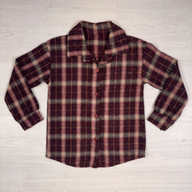 Geruite meisjesblouse met strass – bordeaux