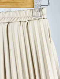 Pleated leather skirt - beige