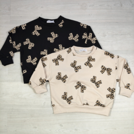 Leopard Little Bow Sweater - beige