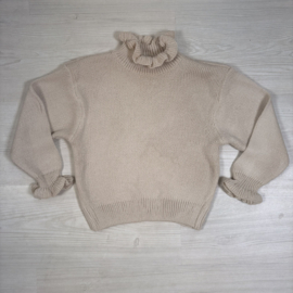 Fleur Ruffle Knit Sweater - beige