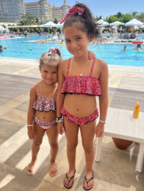 Leo everywhere pompom bikini & Headband - Fuchsia