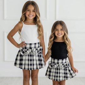 Your plaid bow skort - zwart
