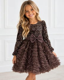 Choco Ruffle Party Dress (verzenddatum 9 okt)
