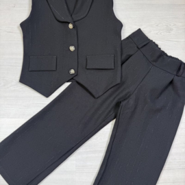 Girls Chic Pinstripe Gilet Set