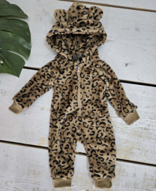 Fluffy onesie leopard - brown
