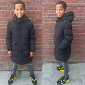 Long puffer boys jacket - zwart