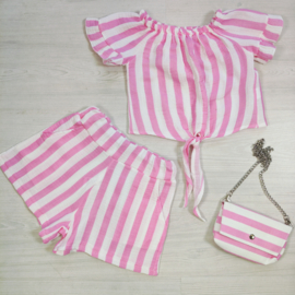 Striped & pink set & bag - lichtroze