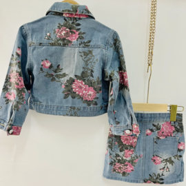 Denim skirt & Flower set