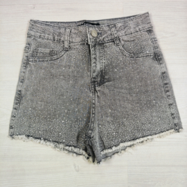 All Over Sparkle Denim Shorts - grijs