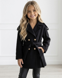Golden Button Trenchcoat - zwart
