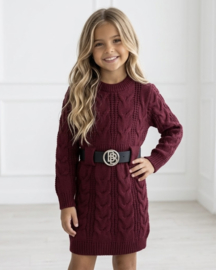 Cozy Cable Belt Dress - bordeaux (verzenddatum 29 sep)