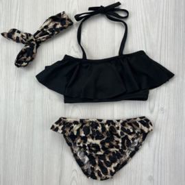 Leopard bikini & Headband - Black