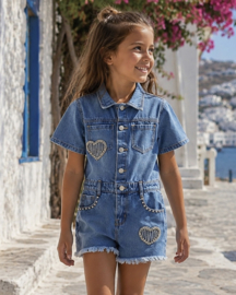Heart denim playsuit