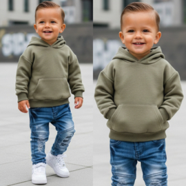 Mini Street Style Basic Hoodie - legergroen