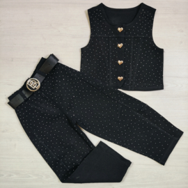 Denim Glam Heart Button Set - zwart