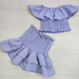 Off Shoulder Ruffle Set - paars
