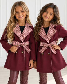 Belle Check Trenchcoat - bordeaux