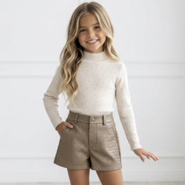 Luxe Woven Leather Look Short - camel